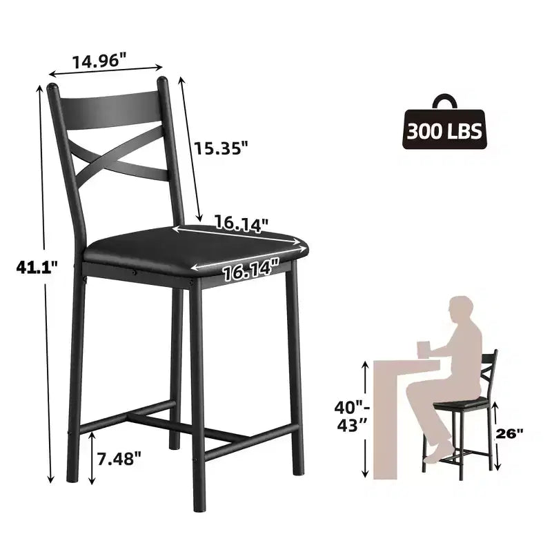 Set di 2 Sgabelli da Bar Altezza Bancone, Seduta Imbottita in Pelle PU con Schienale a X e Struttura in Metallo, Eleganti Sedie per Isola da Cucina e Sala da Pranzo