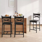 Set di 2 Sgabelli da Bar Altezza Bancone, Seduta Imbottita in Pelle PU con Schienale a X e Struttura in Metallo, Eleganti Sedie per Isola da Cucina e Sala da Pranzo