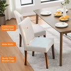 Set di 4 sedie da pranzo imbottite, sedie Parsons trapuntate con bottoni e gambe in legno, sedie laterali in tessuto per sala da pranzo, cucina, fattoria, hotel, beige