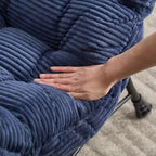 Poltrona Lounge Ergonomica con Pouf per Soggiorno e Piccoli Spazi - Struttura in Acciaio e Tasca Laterale