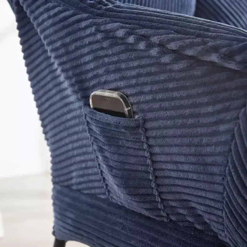 Poltrona Lounge Ergonomica con Pouf per Soggiorno e Piccoli Spazi - Struttura in Acciaio e Tasca Laterale