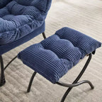 Poltrona Lounge Ergonomica con Pouf per Soggiorno e Piccoli Spazi - Struttura in Acciaio e Tasca Laterale