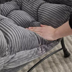 Poltrona Lounge Ergonomica con Pouf per Soggiorno e Piccoli Spazi - Struttura in Acciaio e Tasca Laterale