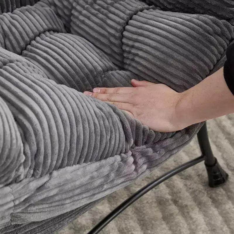 Poltrona Lounge Ergonomica con Pouf per Soggiorno e Piccoli Spazi - Struttura in Acciaio e Tasca Laterale