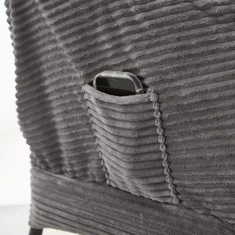 Poltrona Lounge Ergonomica con Pouf per Soggiorno e Piccoli Spazi - Struttura in Acciaio e Tasca Laterale