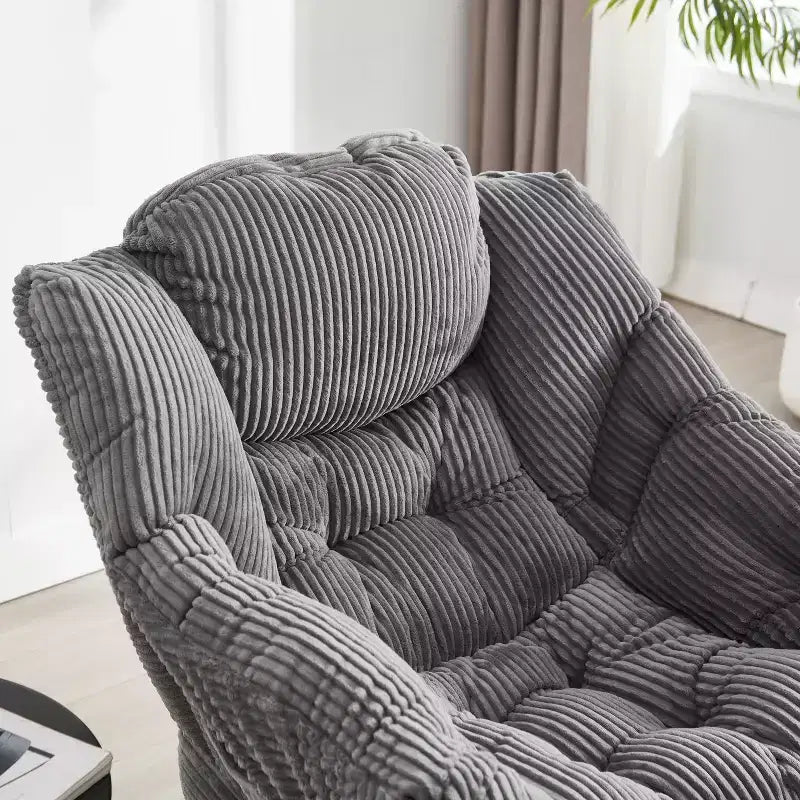 Poltrona Lounge Ergonomica con Pouf per Soggiorno e Piccoli Spazi - Struttura in Acciaio e Tasca Laterale