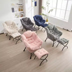 Poltrona Lounge Ergonomica con Pouf per Soggiorno e Piccoli Spazi - Struttura in Acciaio e Tasca Laterale