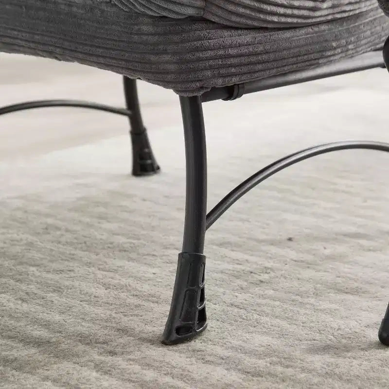 Poltrona Lounge Ergonomica con Pouf per Soggiorno e Piccoli Spazi - Struttura in Acciaio e Tasca Laterale