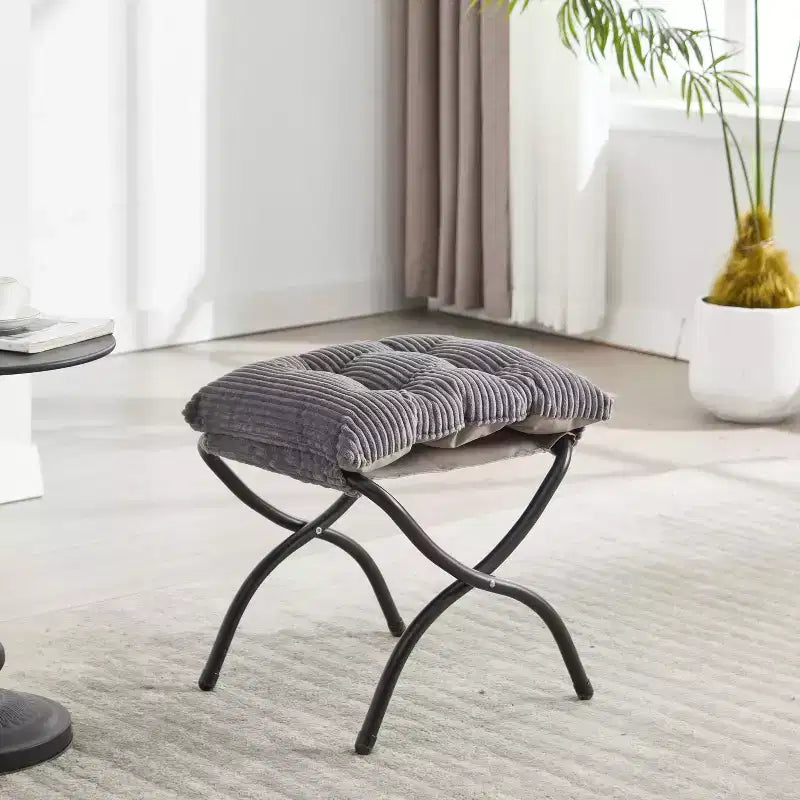 Poltrona Lounge Ergonomica con Pouf per Soggiorno e Piccoli Spazi - Struttura in Acciaio e Tasca Laterale