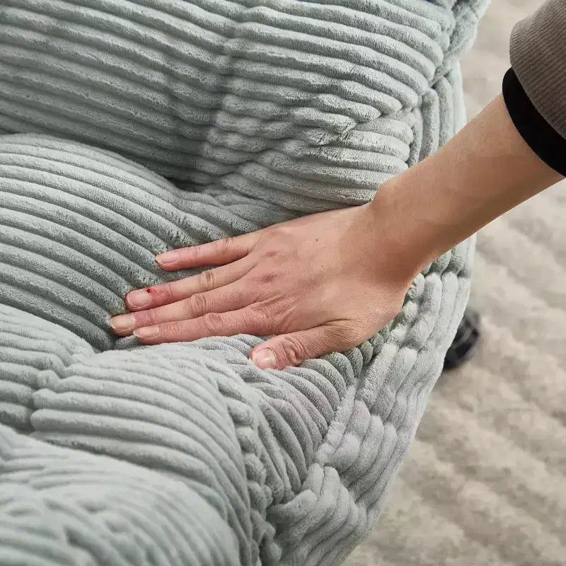 Poltrona Lounge Ergonomica con Pouf per Soggiorno e Piccoli Spazi - Struttura in Acciaio e Tasca Laterale
