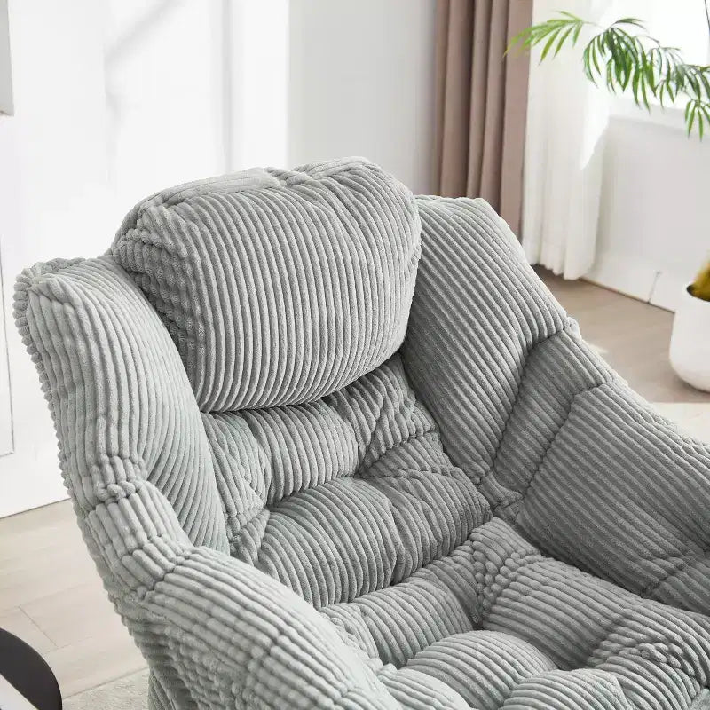 Poltrona Lounge Ergonomica con Pouf per Soggiorno e Piccoli Spazi - Struttura in Acciaio e Tasca Laterale