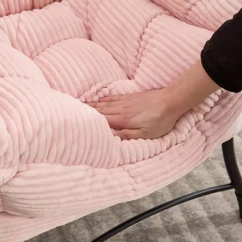 Poltrona Lounge Ergonomica con Pouf per Soggiorno e Piccoli Spazi - Struttura in Acciaio e Tasca Laterale