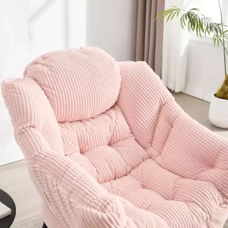 Poltrona Lounge Ergonomica con Pouf per Soggiorno e Piccoli Spazi - Struttura in Acciaio e Tasca Laterale