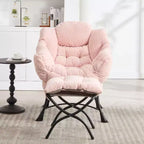 Poltrona Lounge Ergonomica con Pouf per Soggiorno e Piccoli Spazi - Struttura in Acciaio e Tasca Laterale