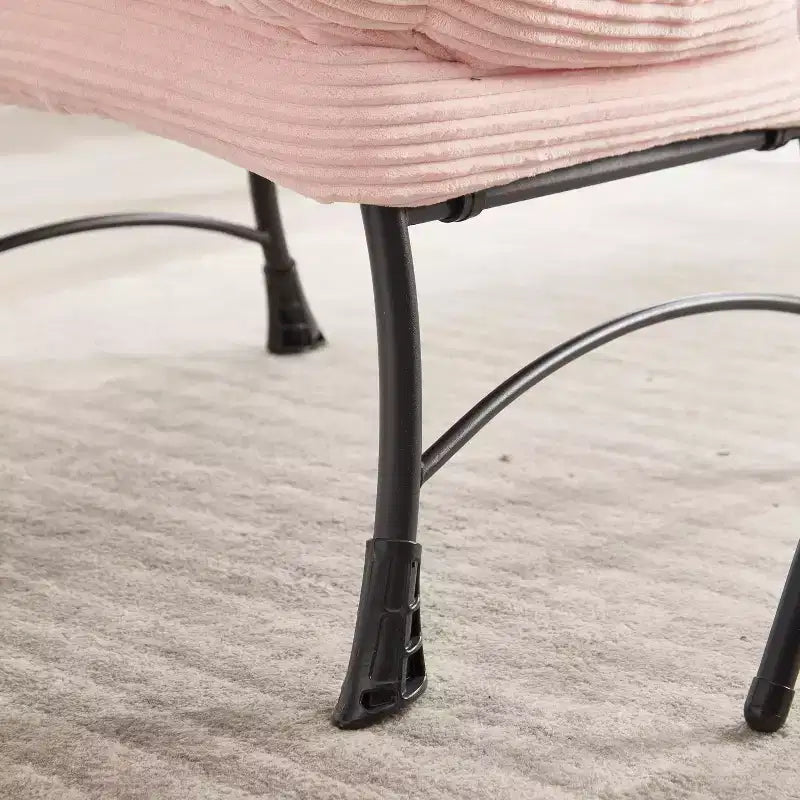 Poltrona Lounge Ergonomica con Pouf per Soggiorno e Piccoli Spazi - Struttura in Acciaio e Tasca Laterale