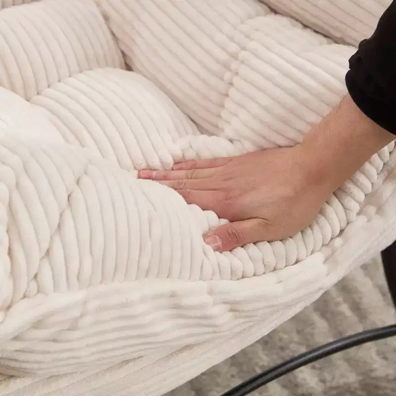Poltrona Lounge Ergonomica con Pouf per Soggiorno e Piccoli Spazi - Struttura in Acciaio e Tasca Laterale