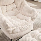 Poltrona Lounge Ergonomica con Pouf per Soggiorno e Piccoli Spazi - Struttura in Acciaio e Tasca Laterale