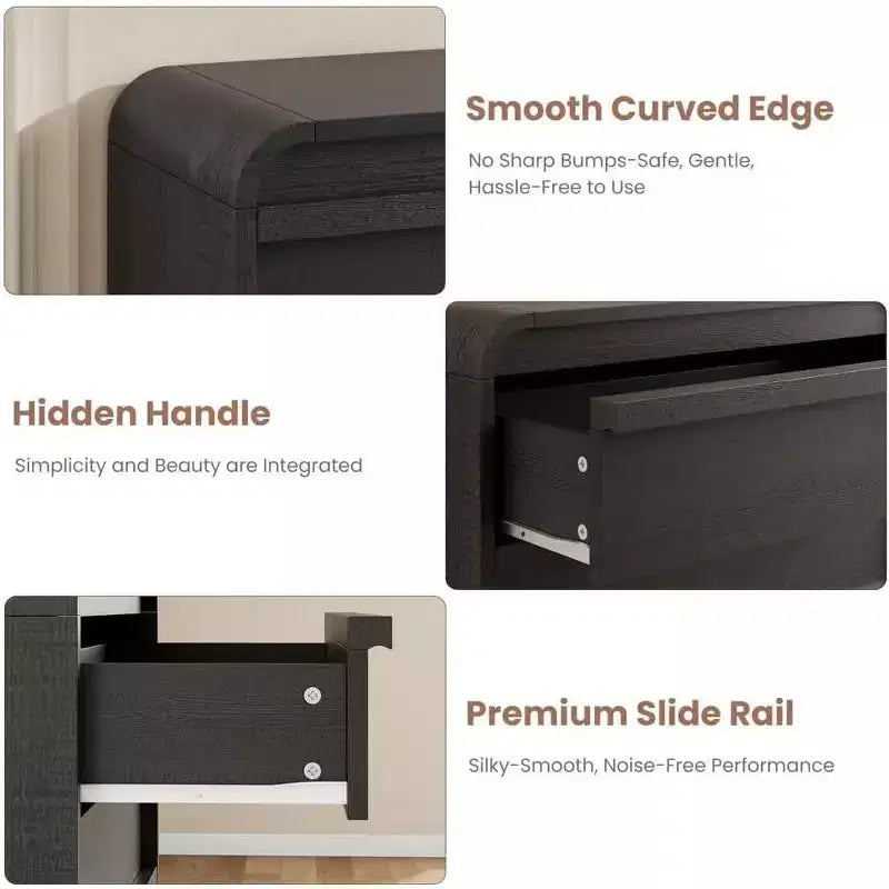 Comò/Cassettiera Moderna a 5 Cassetti con Parte Superiore Ad Arco, Design con Bordi Curvi, Mobiletto Indipendente, per Sala da Pranzo, Camera da Letto, Soggiorno
