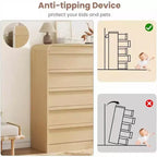 Comò/Cassettiera Moderna a 5 Cassetti con Parte Superiore Ad Arco, Design con Bordi Curvi, Mobiletto Indipendente, per Sala da Pranzo, Camera da Letto, Soggiorno