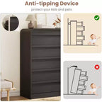 Comò/Cassettiera Moderna a 5 Cassetti con Parte Superiore Ad Arco, Design con Bordi Curvi, Mobiletto Indipendente, per Sala da Pranzo, Camera da Letto, Soggiorno