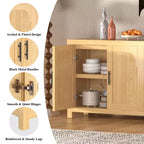 71 Credenza/Madia Moderna Stile Rustico con Ante Scanalate, Ripiani Regolabili e Gestione Cavi, Mobile Contenitore Multiuso