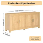 71 Credenza/Madia Moderna Stile Rustico con Ante Scanalate, Ripiani Regolabili e Gestione Cavi, Mobile Contenitore Multiuso