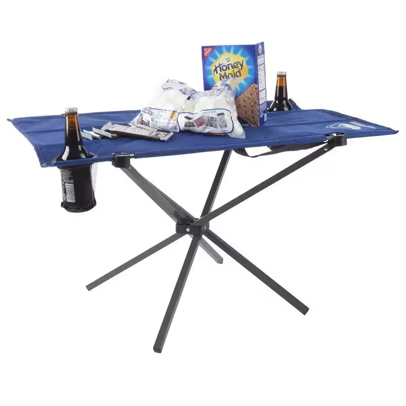 Tavolo da campeggio - Tavolo pieghevole da esterno con 2 portabicchieri e borsa per il trasporto - Per campeggio, escursioni, spiaggia, picnic o eventi sportivi di Leisure Sports (Blu)